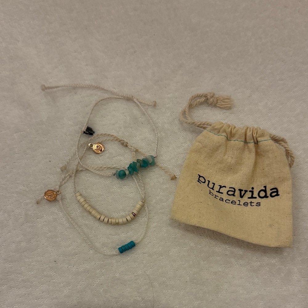 Pura Vida Turquoise and Cream Bracelet Trio